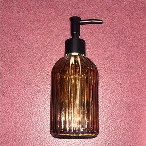 Amber Glass Soap Dispenser with Black Pump